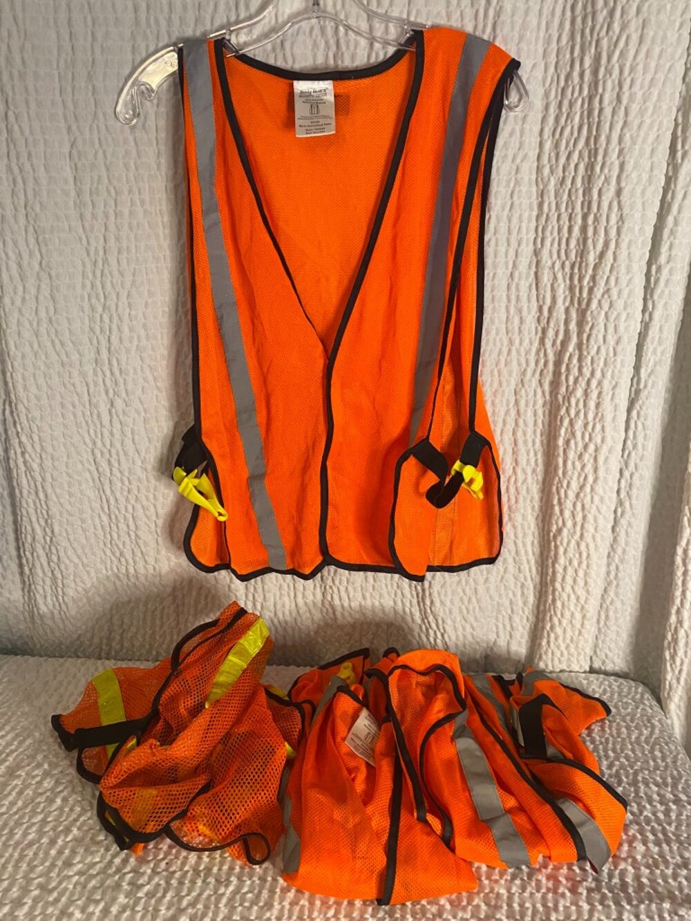 Bundle (x5) High Visibility Safety Vest Orange Reflective Mesh Work Vests